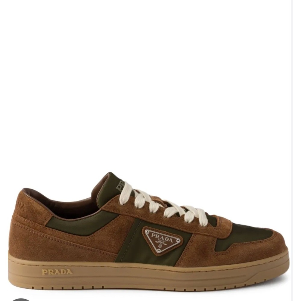 Prada Milano 2EE364 Men Brown/Green Suede Fabric Downtown Sneakers shoes UK 7